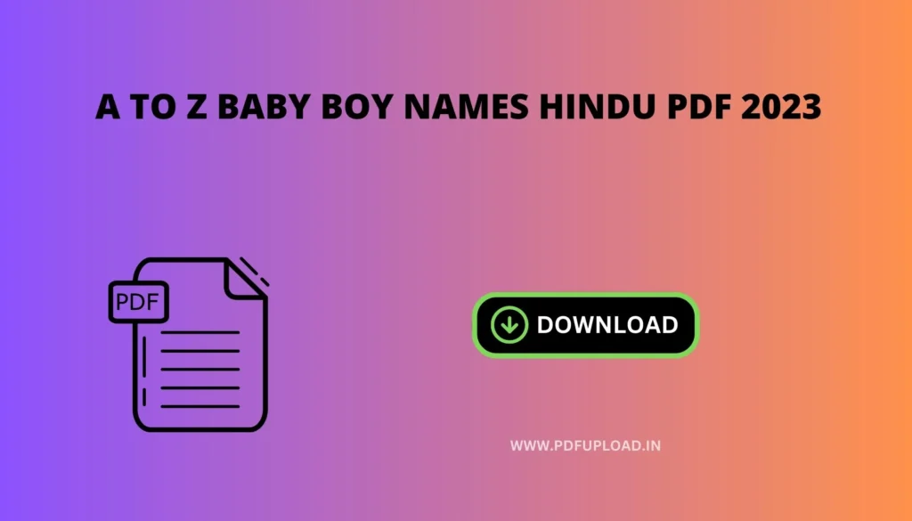 A To Z Baby Boy Names Hindu PDF 2023