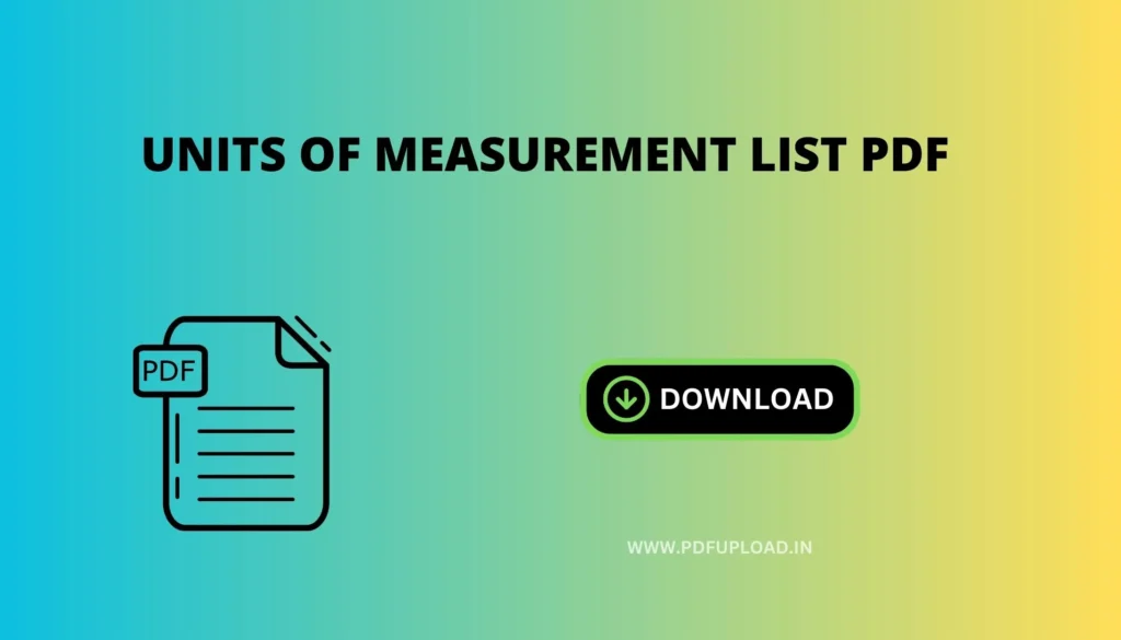 Units of Measurement List Pdf